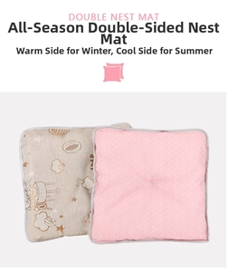Double-sided pet nest mat with cooling summer side and warm winter side detail