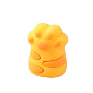 Cute yellow and orange cat paw pencil sharpener for students made of soft silicone material