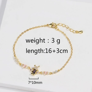 Detail view of heart zircon bracelet with dimensions 16+3cm length and 3g weight