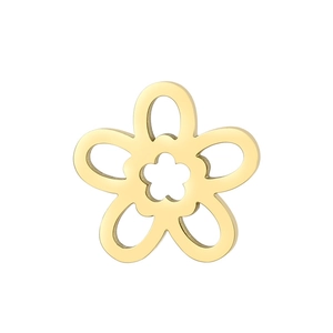 Elegant gold stainless steel hollow flower pendant with five petals for necklaces