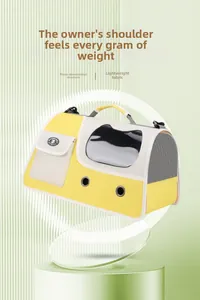 Detail view of the lightweight pet carrier featuring 3D structure and breathable mesh