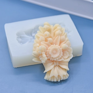 Silicone mold for DIY flower bouquet shaped cake, candle, and soap making projects