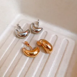 Orecchini a clip a goccia lucidi in oro e argento per orecchie senza buchi