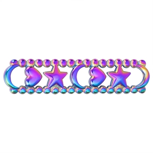 Rainbow stainless steel jewelry connector featuring crescent, heart and star patterns