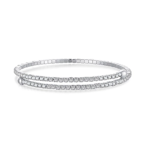 Elegant s925 silver double-layered wrap bracelet featuring brilliant pavé zircons