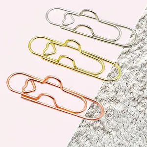 Metal Pen Clip Paper Clip Holder For Notebook Journaling Electroplated Stationery Accessories Heart Shaped Decorative Bookmarks