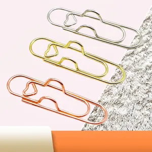 Metal Pen Clip Paper Clip Holder For Notebook Journaling Electroplated Stationery Accessories Heart Shaped Decorative Bookmarks