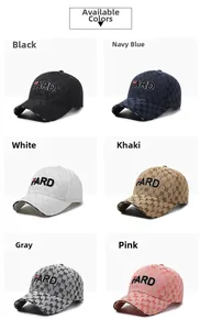Six colors of fashion baseball caps with FARD logo and monogram jacquard pattern