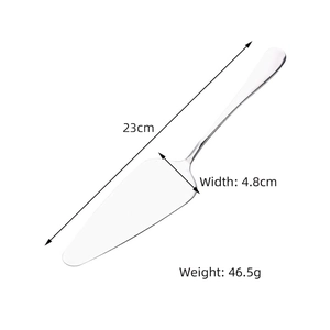 Polished 304 stainless steel cake server with serrated edge and 23cm length
