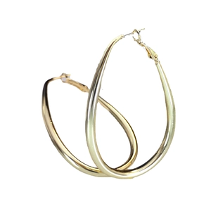 Minimalist large gold-plated teardrop hoop earrings with polished metallic finish