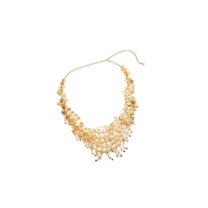 Bohemian gold geometric round coin tassel body chain with layered metal disc charms