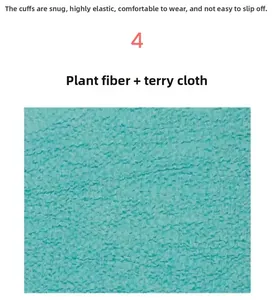 Detailed texture of green plant silk and terry cloth with elastic non-slip cuff