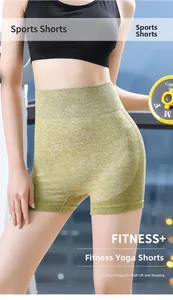 Close-up of grass green seamless high waist sports shorts with butt-lifting texture