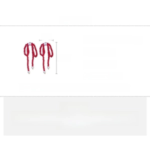 Detailed size specifications of red crystal bow earrings with elegant imitation pearls