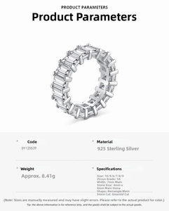 Detailed macro view of rectangular emerald-cut zircon on a S925 sterling silver band