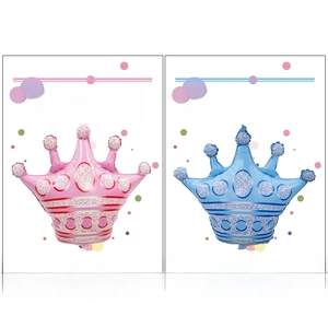 Pink and blue crown aluminum foil balloons for kids birthday party decorations