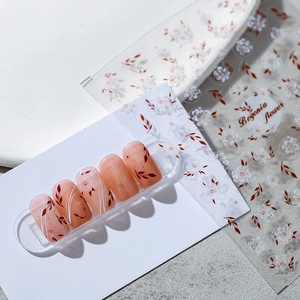 Begonia Flower Nail Art Stickers Ultra Thin Flexible Self Adhesive Japanese Style Floral Decals With Glitter Manicure
