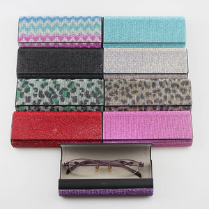 Luxury Rhinestone Encrusted Glasses Case Hard Shell Portable Eyewear Protector Sparkling Sunglasses Storage Box For Women