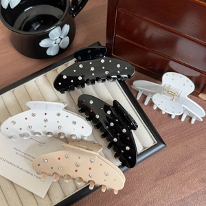 French Vintage Cellulose Acetate Hair Claw Clip Large Starry Sky Rhinestone Shark Hair Clips For Women Elegant Accessories