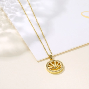 Collana in acciaio inossidabile dorato con ciondolo occhio del diavolo e zirconi