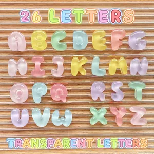 Mini 3D Alphabet Letter Beads Resin Transparent Colorful For DIY Jewelry Phone Case Decor Macaron Sweet Style