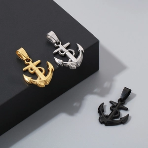 Anchor Pendant Necklace Stainless Steel Nautical Retro Rope Wrapped Marine Jewelry Gift For Men Unisex