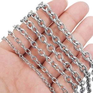 Silver stainless steel cross chains in six different thicknesses for DIY jewelry making