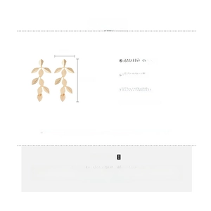 Detailed specs of leaf tassel earrings showing 7.4x3cm size and copper material info
