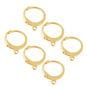 Set of six gold lever back earring hooks made of stainless steel for DIY jewelry making