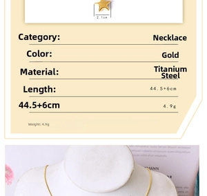 Detail view of gold star pendant necklace in titanium steel with specific measurements