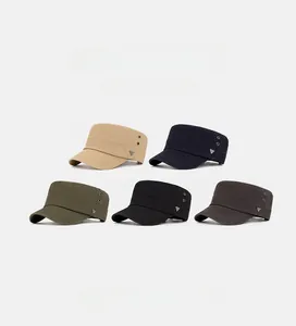 Detailed grid showing 5 colors of flat top cotton military caps with metal air vents