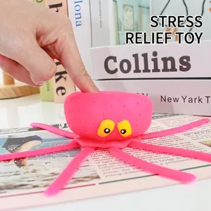 Pink octopus squeeze toy made of soft silicone for stress relief and water play