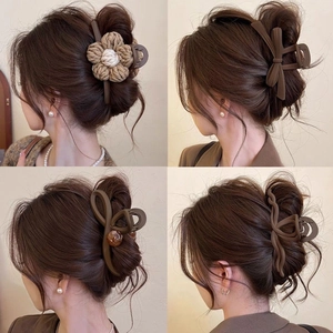 Grandes Pinces À Cheveux Pinces Crabe Style Coréen Résine Mate Écaille De Tortue Fleur Nœud Pour Femmes Accessoires
