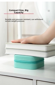 Pressure test showing the durable mint green PU leather jewelry box withstanding weight