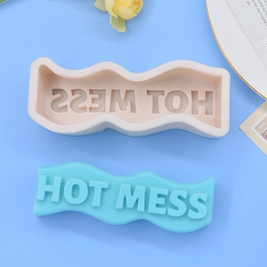Hot Mess wave letter silicone mold for scented candle and cake decorating