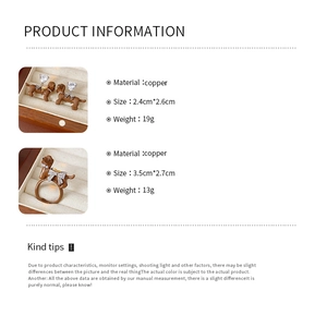 Detailed size and material specs for enamel puppy earrings and heart bow open ring set