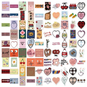 90pcs cute Korean hand-drawn stickers for laptop luggage and notebook decoration