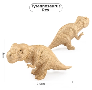 Detailed view of golden Tyrannosaurus Rex figurine with 9.5cm length and 5cm height scale