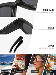 Detail of Y2K cat eye sunglasses with star accents, metal hinges, and comfy nose pads