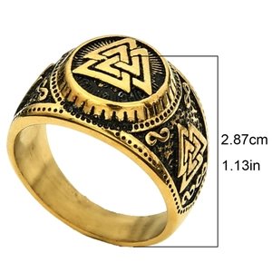 Viking Ring Stainless Steel Valknut Rune Nordic Mythology Retro Punk Gothic Jewelry For Men