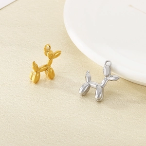 Pendentifs chien ballon minimalistes en or et argent pour création de bijoux DIY