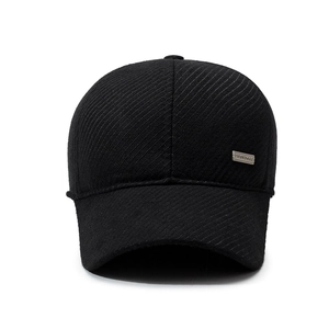 Classic black wool baseball cap with protective earflaps and silver metal BEST 1988 tag