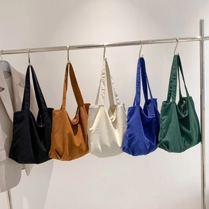 Women Corduroy Tote Bag Large Capacity Vintage Minimalist Shoulder Bag For Daily Commuting Casual Shopping