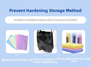 Infographic showing storage steps and washing care for PVA absorbent pet towels