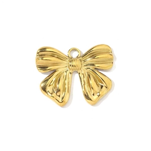 Pendentif nœud doré en acier inoxydable poli avec anneau pour création de bijoux DIY