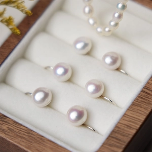 High luster 8-9mm natural freshwater pearl earrings and necklace set with s925 silver hooks