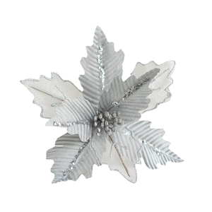 Stella di Natale argento da 25cm con paillettes per decorazione albero di Natale