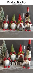 Detail of four colorful Christmas faceless gnomes with snowflake hats and long white beards