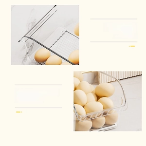 Detail view of transparent food-grade PET egg storage box with anti-slip striped bottom design