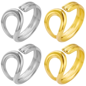Geometric Minimalist Adjustable Ring 304 Stainless Steel Irregular Flowing Design Open Finger Ring For Women Chic